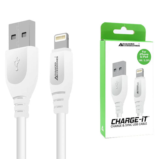 Advanced Accessories Charge-iT USB-A To 8-Pin Charge & Sync Cable - 1 Metre - MRM05735