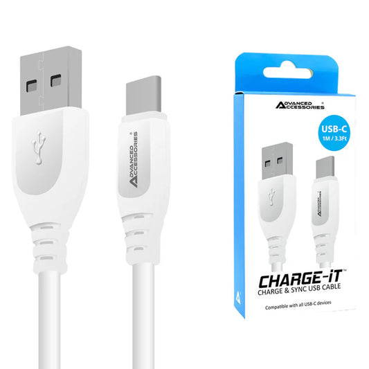 Advanced Accessories Charge-iT USB-A To USB-C Charge & Sync Cable - 1 Metre - MRM06121