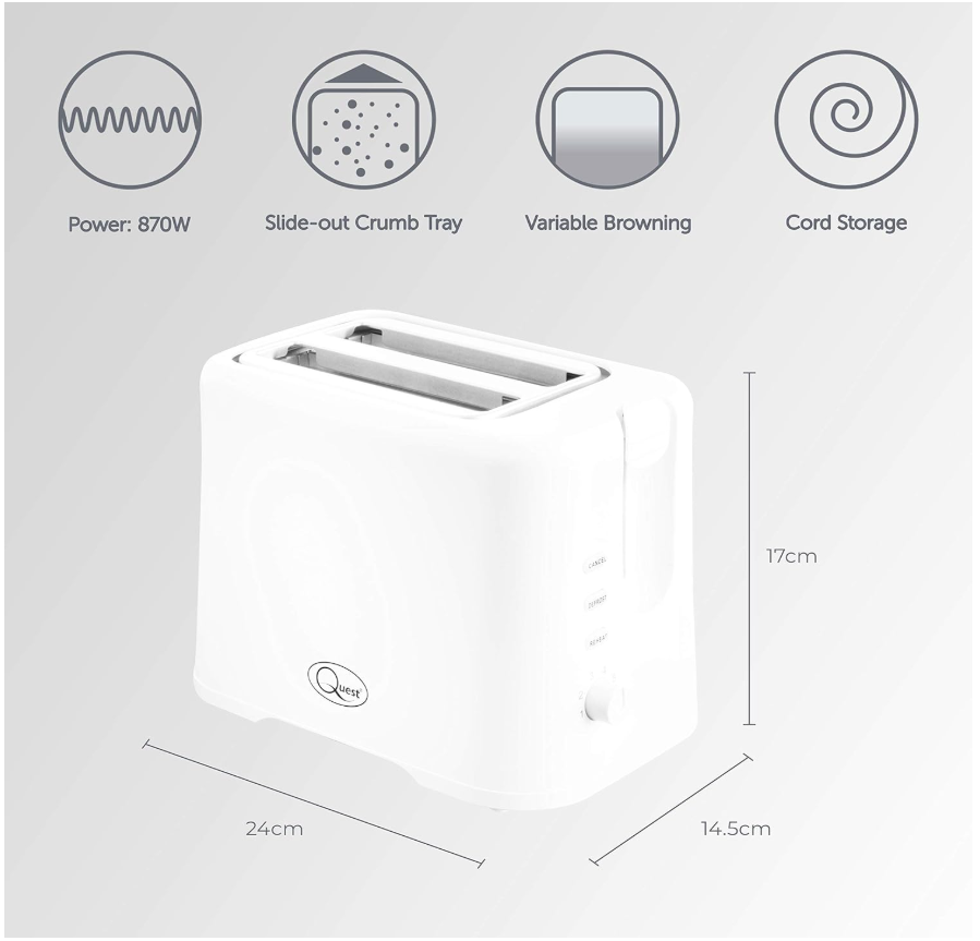 Quest 2-Slice Toaster - White 34279